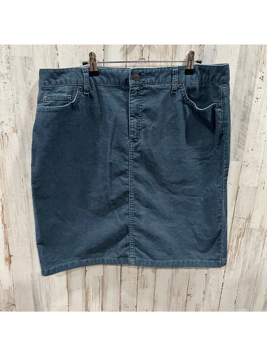 L.L. Bean Dresses & Skirts - LL Bean Blue Corduroy Knee Length Skirt Slit Modest Womens Size 16
